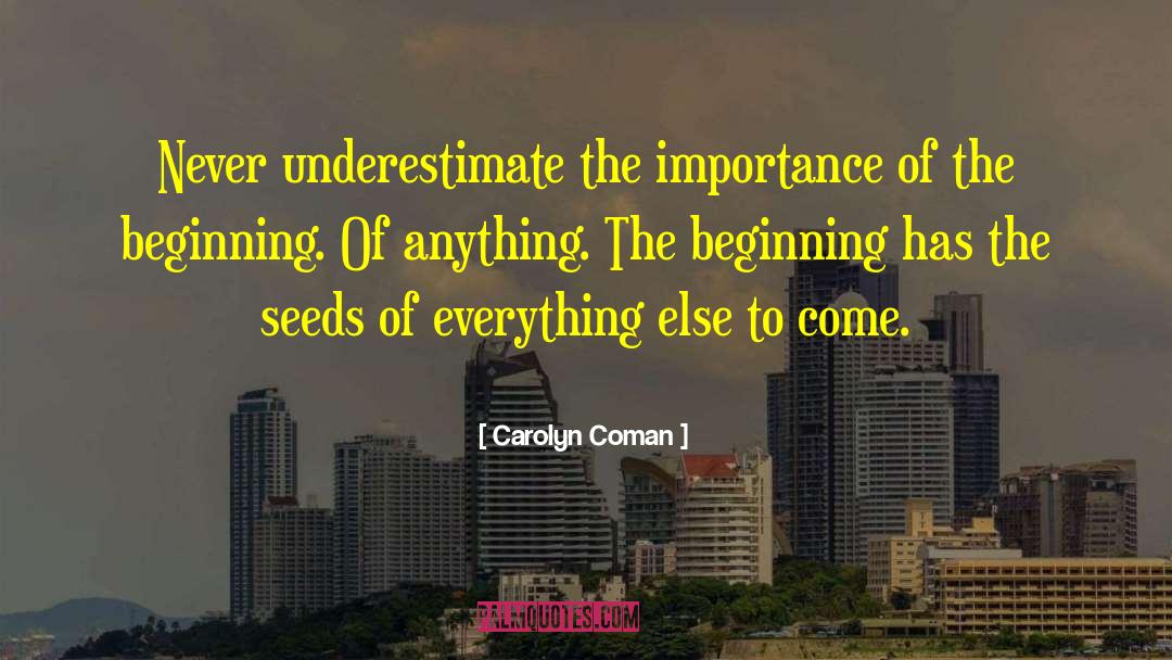 Carolyn Coman Quotes: Never underestimate the importance of