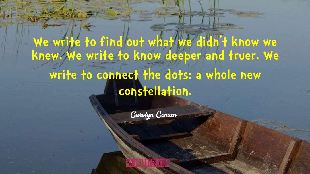 Carolyn Coman Quotes: We write to find out