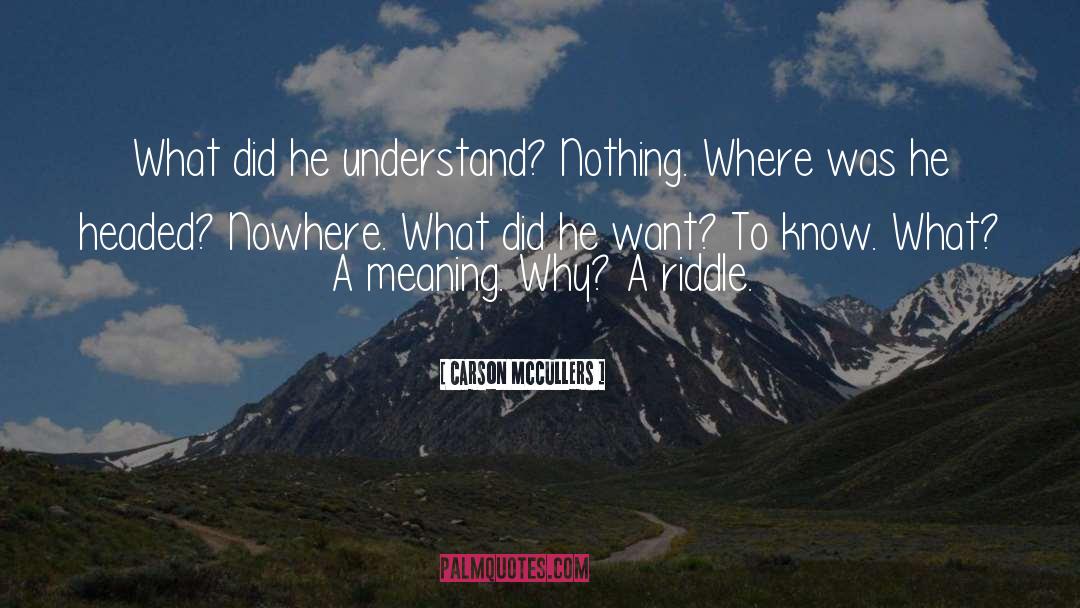 Carson McCullers Quotes: What did he understand? Nothing.