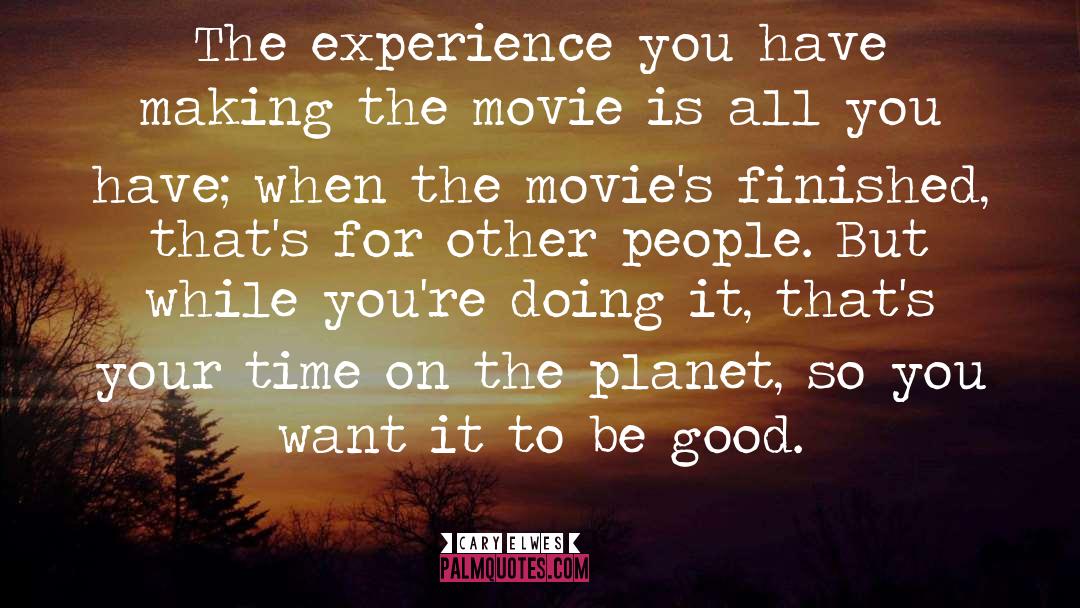 Cary Elwes Quotes: The experience you have making