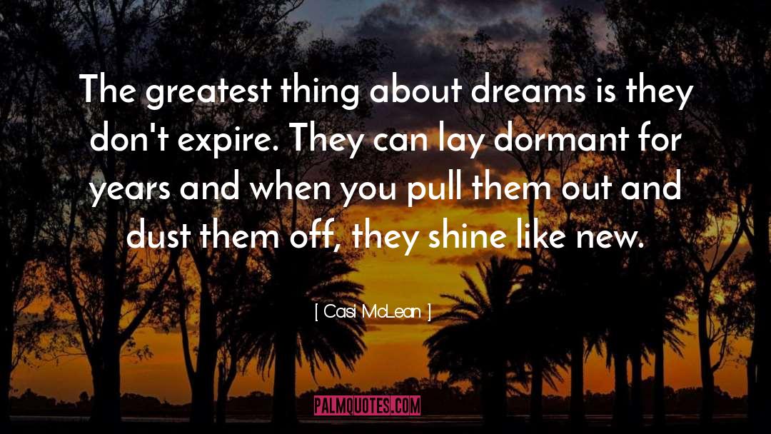 Casi McLean Quotes: The greatest thing about dreams