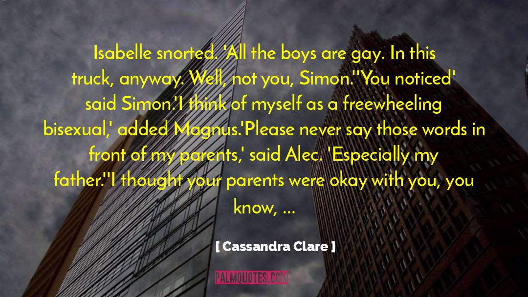 Cassandra Clare Quotes: Isabelle snorted. 'All the boys