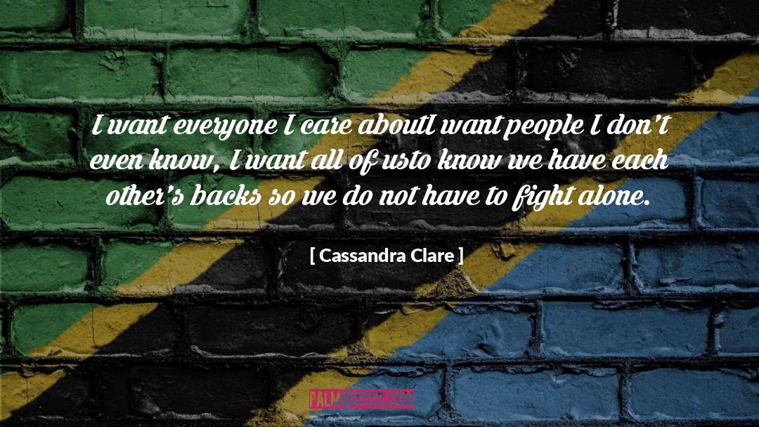 Cassandra Clare Quotes: I want everyone I care