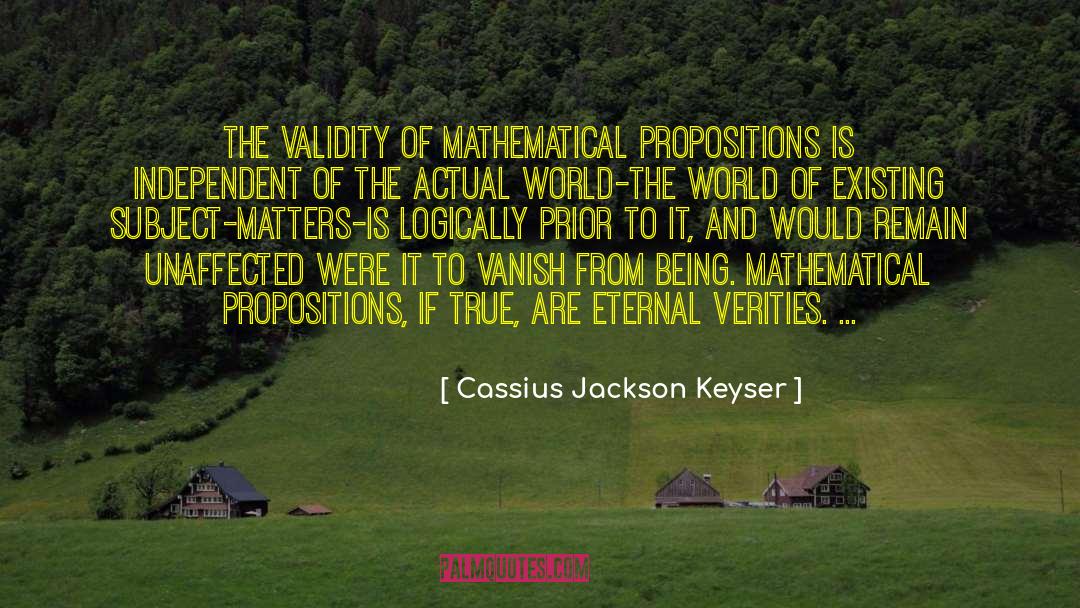 Cassius Jackson Keyser Quotes: The validity of mathematical propositions