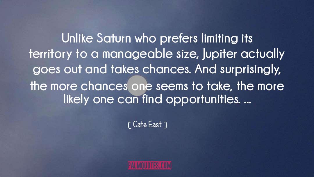 Cate East Quotes: Unlike Saturn who prefers limiting