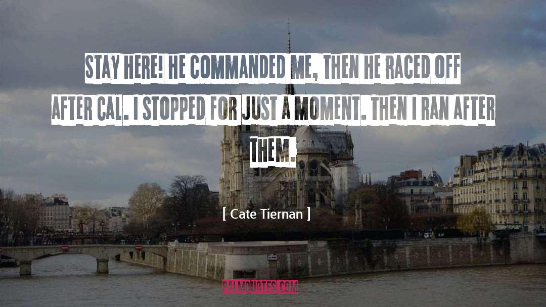 Cate Tiernan Quotes: Stay here! he commanded me,