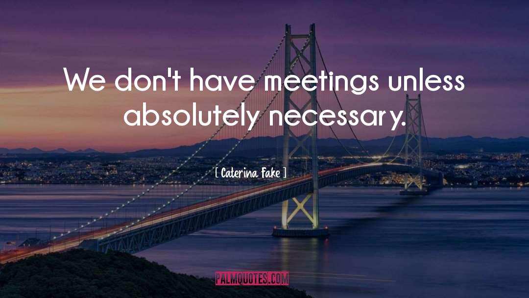 Caterina Fake Quotes: We don't have meetings unless