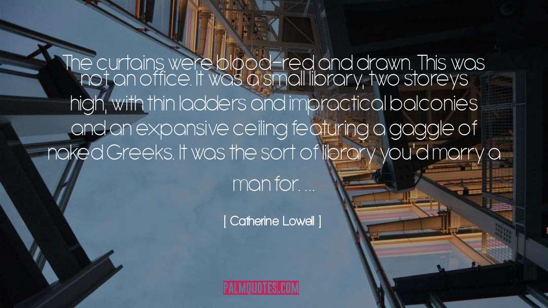 Catherine Lowell Quotes: The curtains were blood-red and