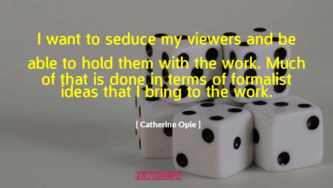 Catherine Opie Quotes: I want to seduce my