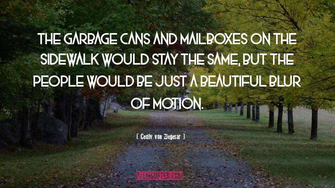 Cecily Von Ziegesar Quotes: The garbage cans and mailboxes