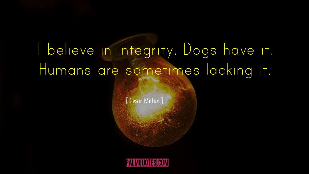 Cesar Millan Quotes: I believe in integrity. Dogs