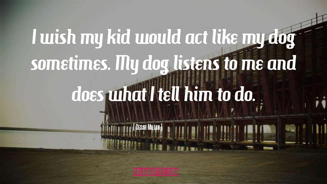 Cesar Millan Quotes: I wish my kid would