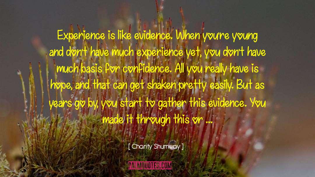 Charity Shumway Quotes: Experience is like evidence. When