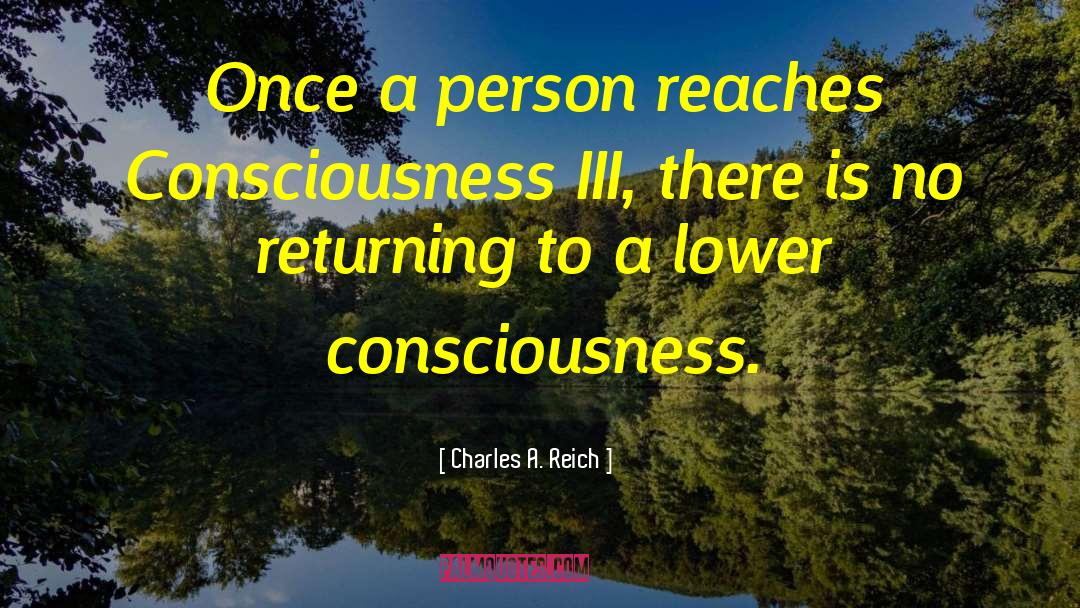 Charles A. Reich Quotes: Once a person reaches Consciousness