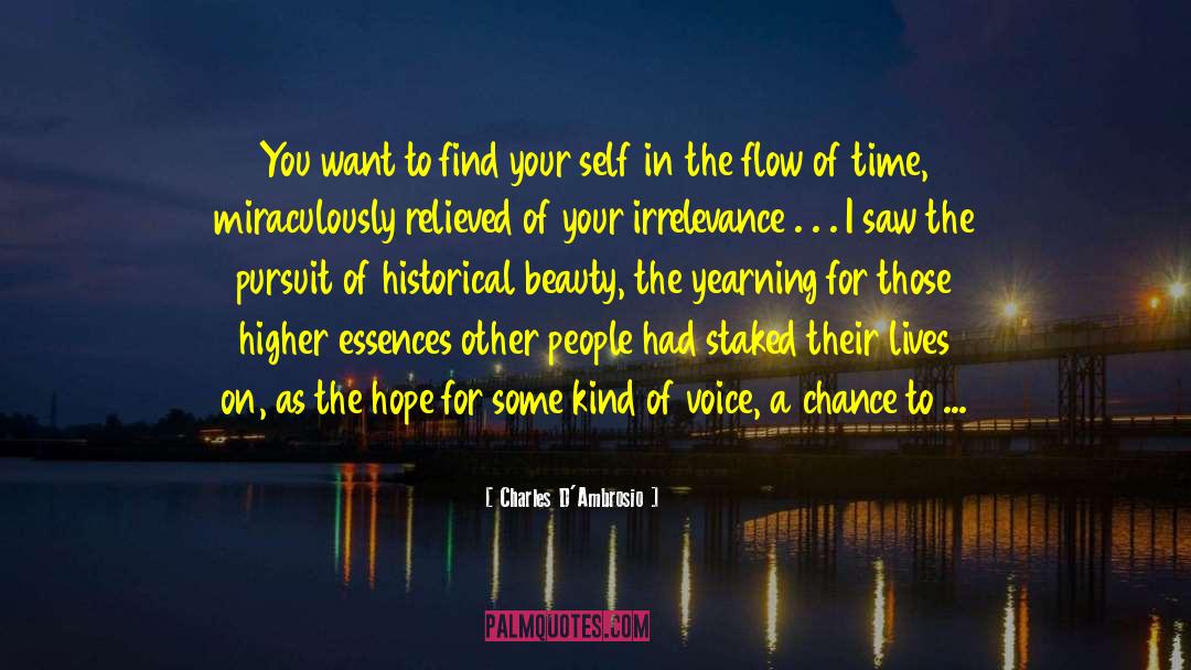 Charles D'Ambrosio Quotes: You want to find your