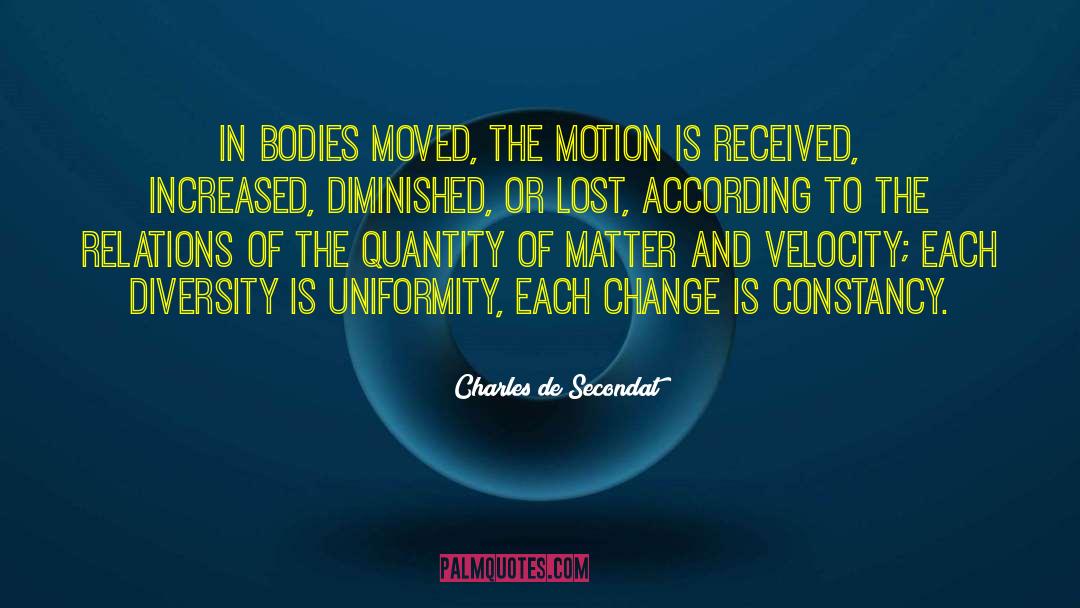 Charles De Secondat Quotes: In bodies moved, the motion