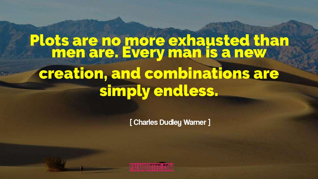 Charles Dudley Warner Quotes: Plots are no more exhausted