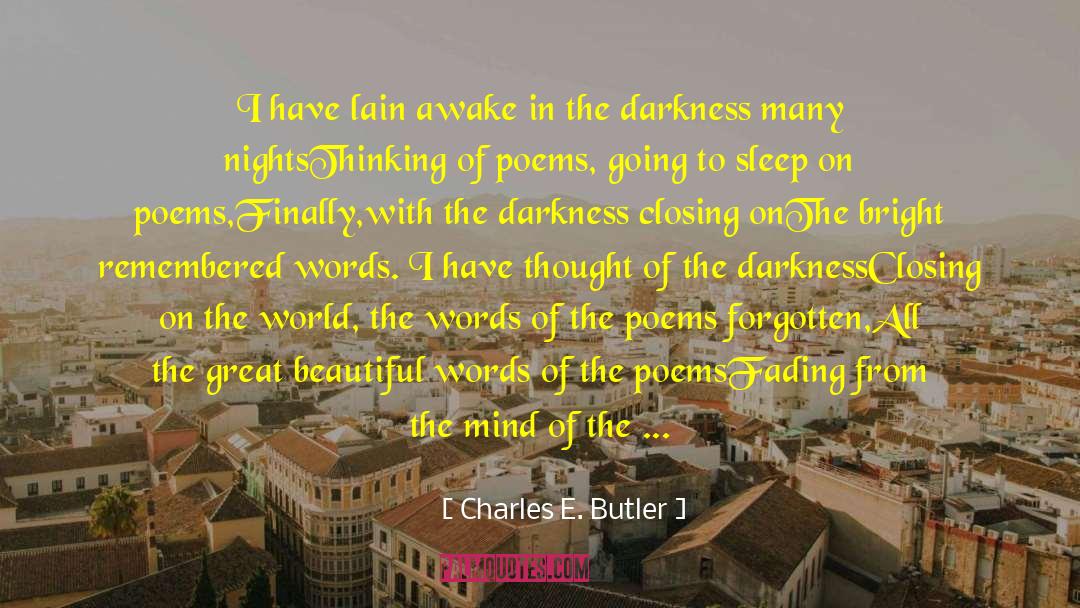 Charles E. Butler Quotes: I have lain awake in