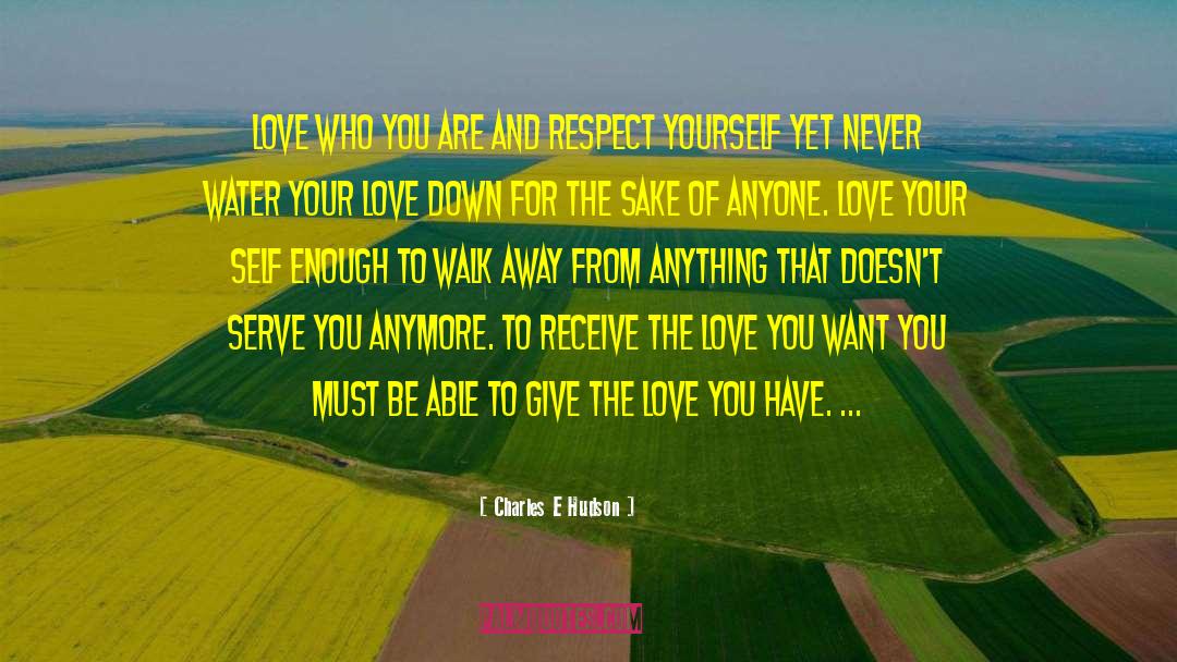 Charles E Hudson Quotes: Love who you are and