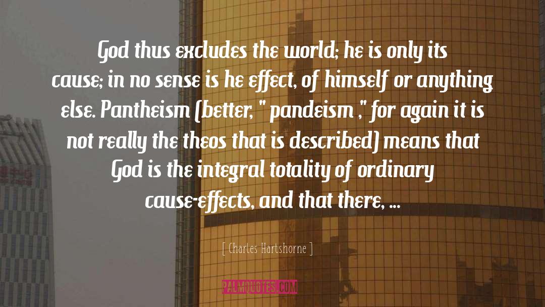 Charles Hartshorne Quotes: God thus excludes the world;
