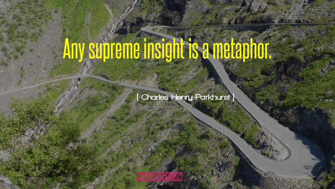 Charles Henry Parkhurst Quotes: Any supreme insight is a