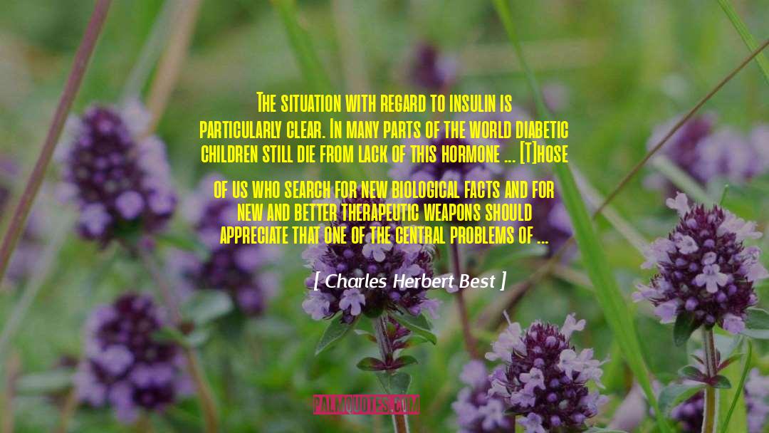 Charles Herbert Best Quotes: The situation with regard to