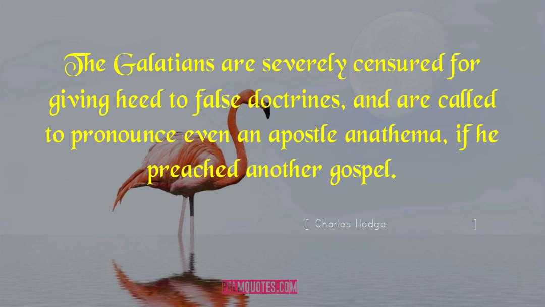 Charles Hodge Quotes: The Galatians are severely censured