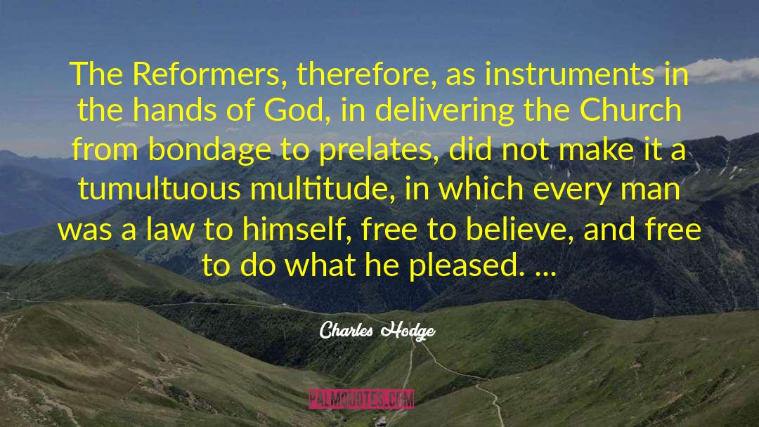 Charles Hodge Quotes: The Reformers, therefore, as instruments