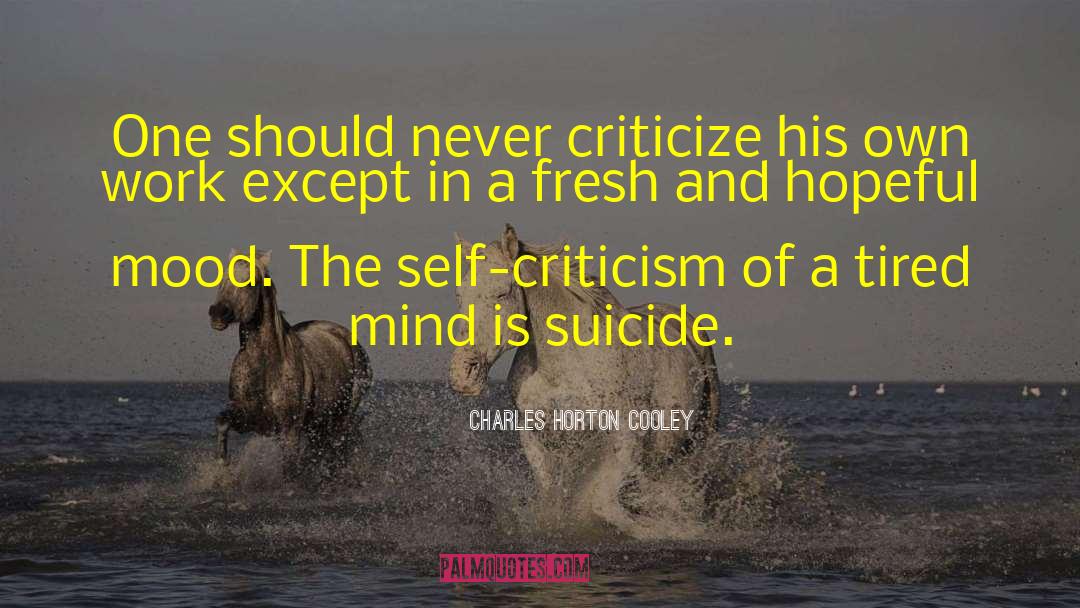Charles Horton Cooley Quotes: One should never criticize his