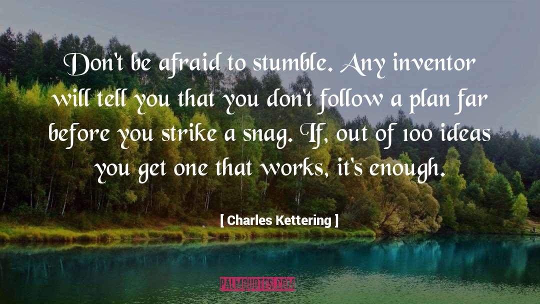Charles Kettering Quotes: Don't be afraid to stumble.