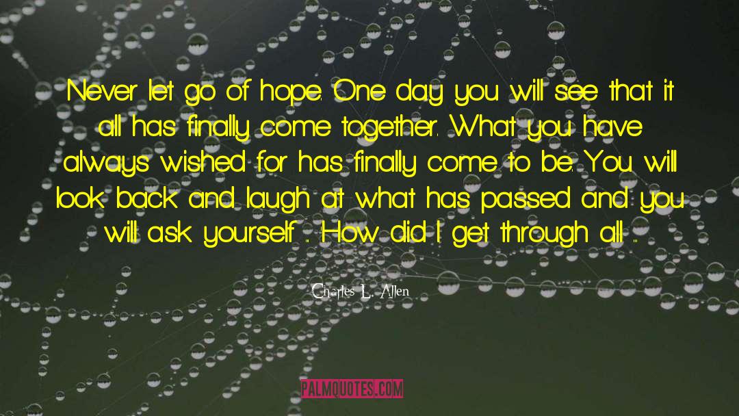 Charles L. Allen Quotes: Never let go of hope.