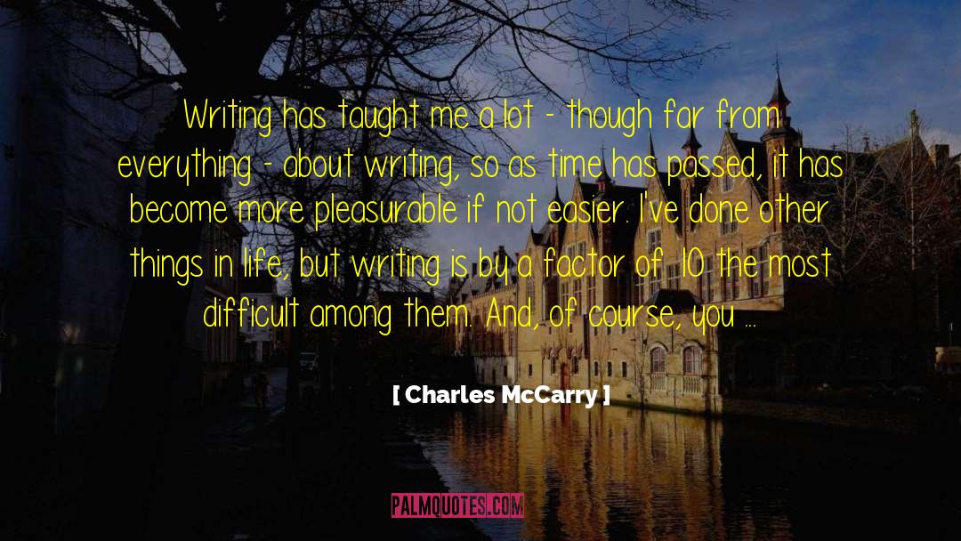 Charles McCarry Quotes: Writing has taught me a