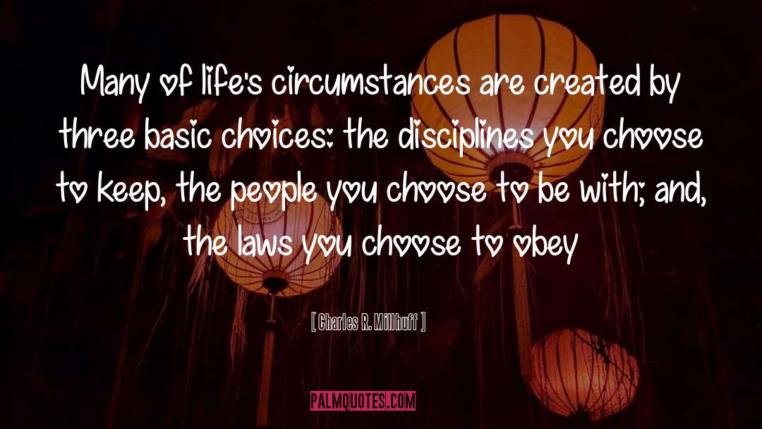 Charles R. Millhuff Quotes: Many of life's circumstances are