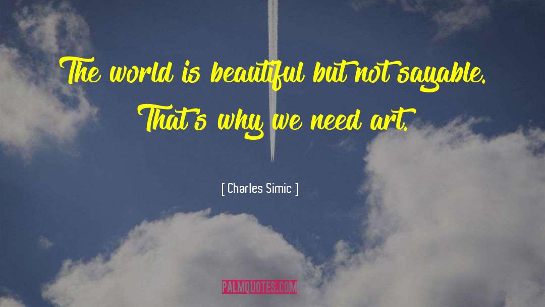 Charles Simic Quotes: The world is beautiful but