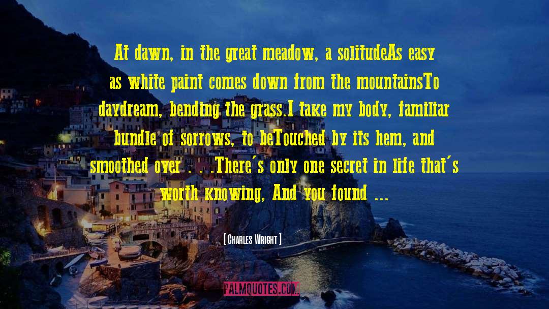 Charles Wright Quotes: At dawn, in the great