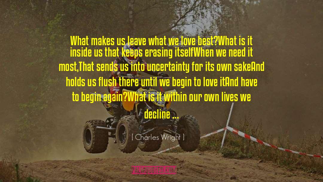 Charles Wright Quotes: What makes us leave what