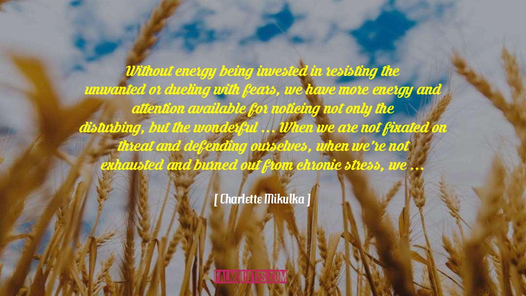 Charlette Mikulka Quotes: Without energy being invested in