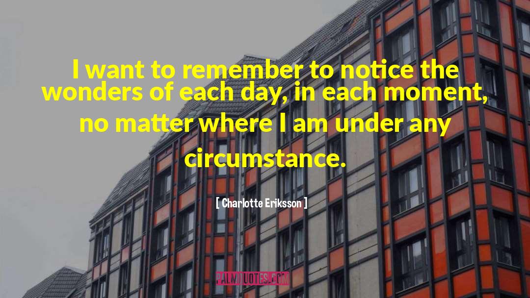 Charlotte Eriksson Quotes: I want to remember to