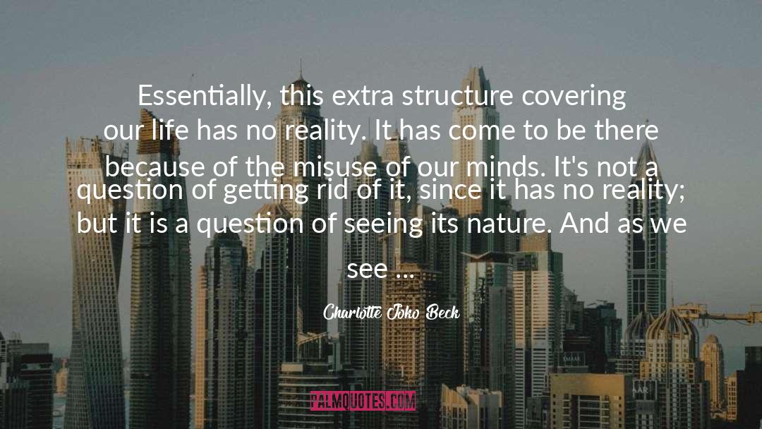 Charlotte Joko Beck Quotes: Essentially, this extra structure covering