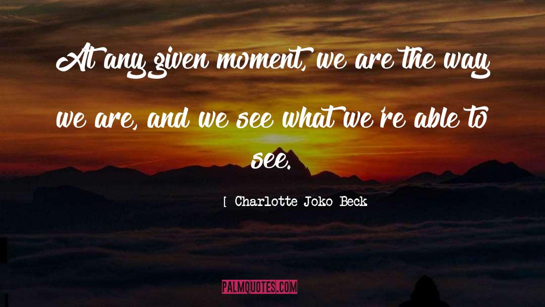 Charlotte Joko Beck Quotes: At any given moment, we