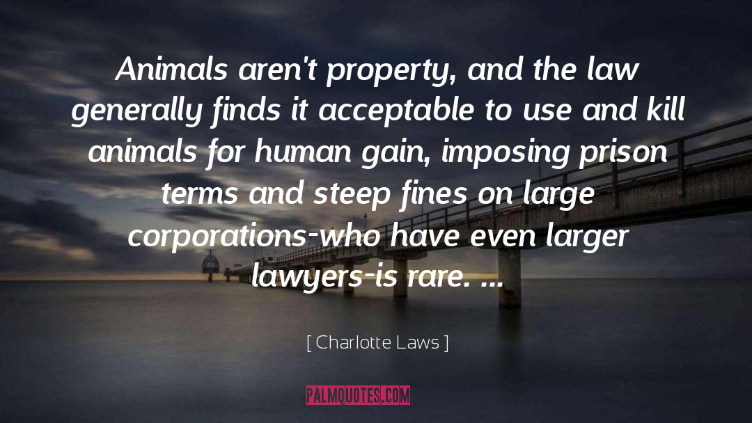 Charlotte Laws Quotes: Animals aren't property, and the