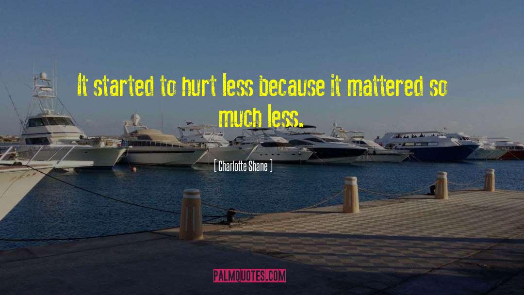Charlotte Shane Quotes: It started to hurt less