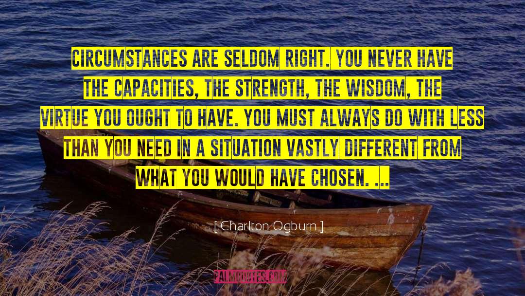 Charlton Ogburn Quotes: Circumstances are seldom right. You
