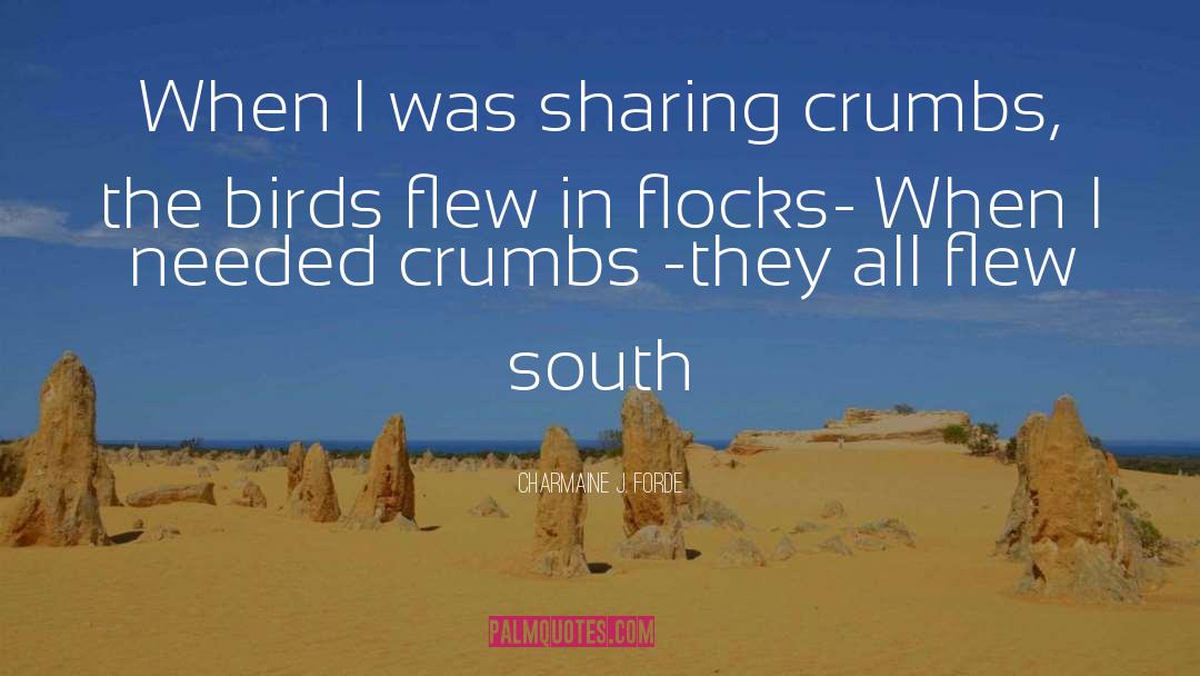 Charmaine J. Forde Quotes: When I was sharing crumbs,