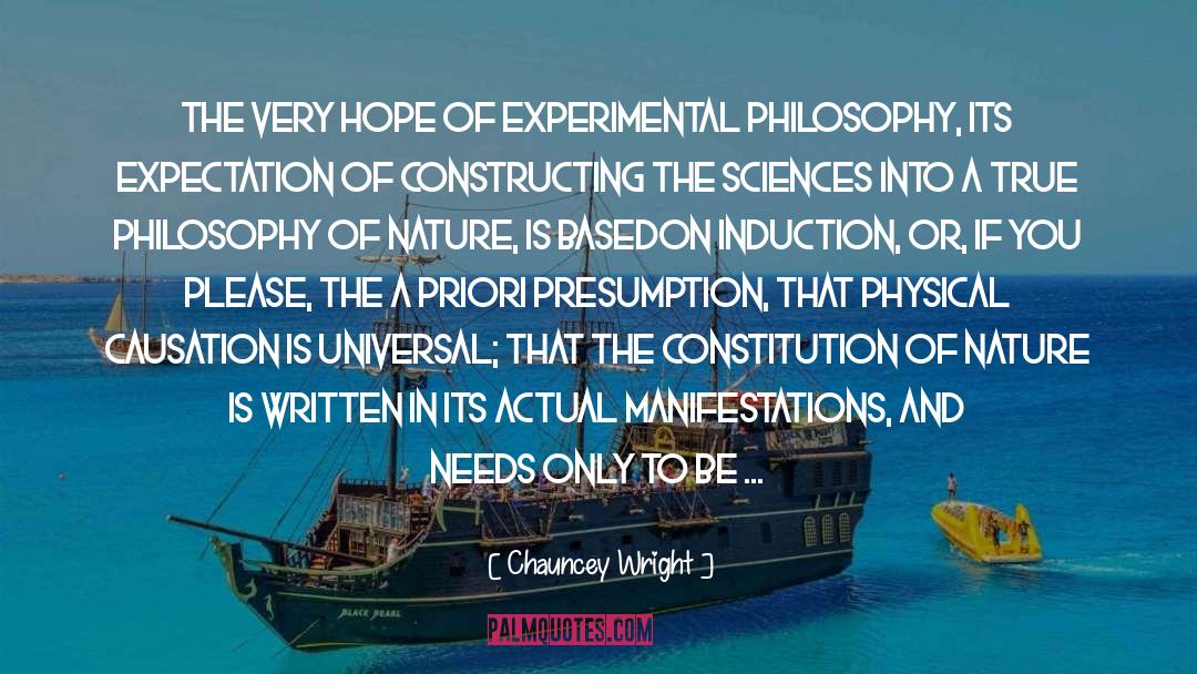 Chauncey Wright Quotes: The very hope of experimental