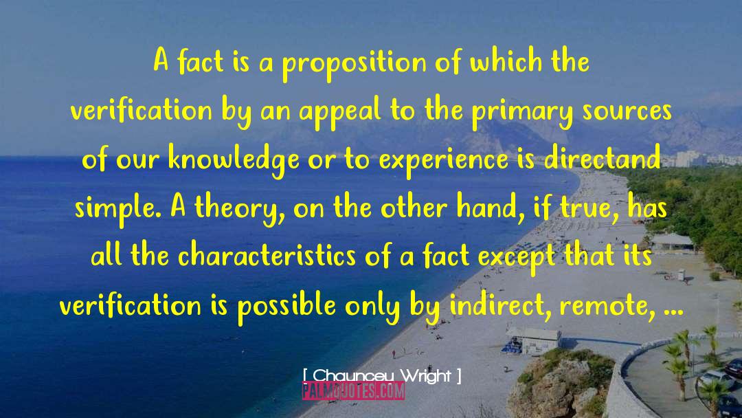 Chauncey Wright Quotes: A fact is a proposition
