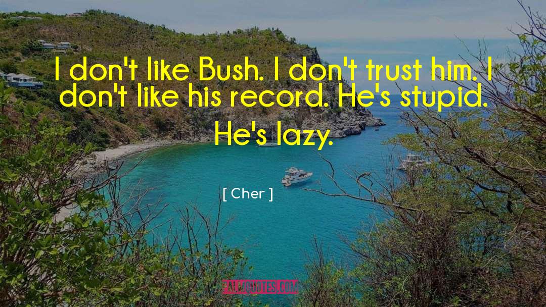 Cher Quotes: I don't like Bush. I