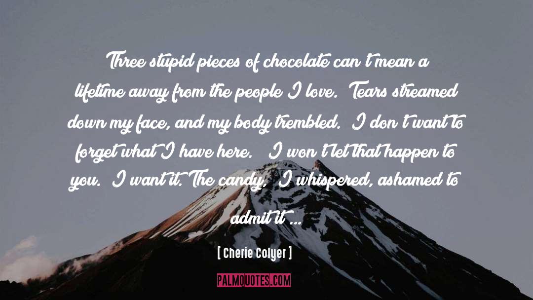 Cherie Colyer Quotes: Three stupid pieces of chocolate