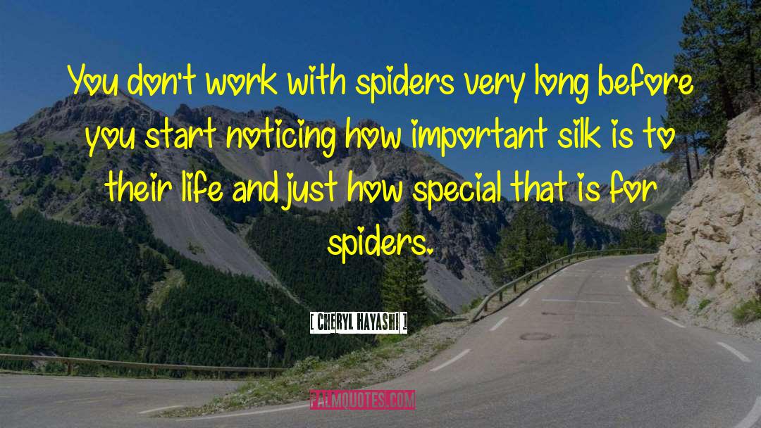 Cheryl Hayashi Quotes: You don't work with spiders