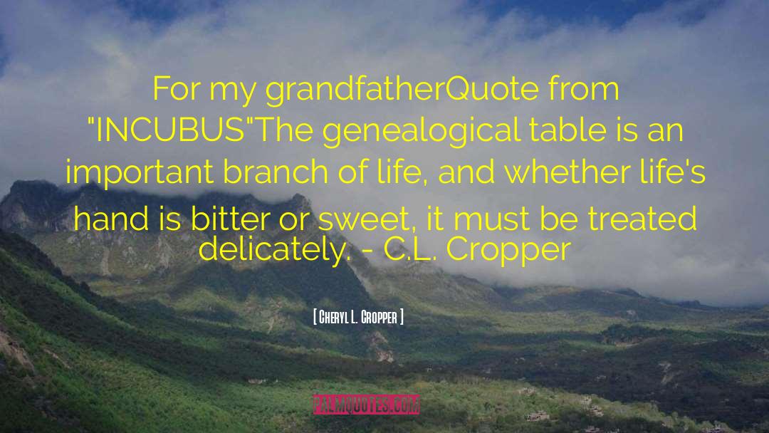 Cheryl L. Cropper Quotes: For my grandfather<br /><br />Quote